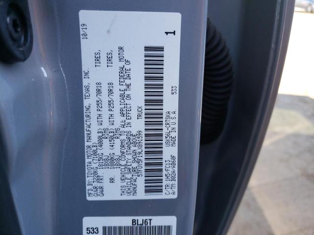 5TFUY5F19LX891599 - 2020 TOYOTA TUNDRA DOUBLE CAB SR/SR5 SILVER photo 12