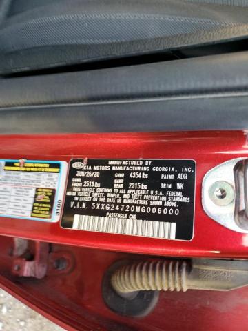 5XXG24J20MG006000 - 2021 KIA K5 LX RED photo 12