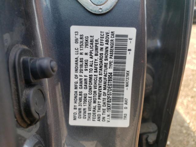 19XFB2F57DE078954 - 2013 HONDA CIVIC LX GRAY photo 12