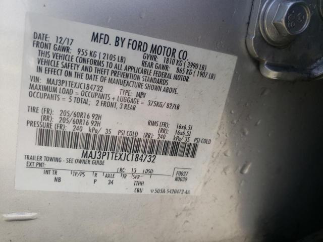 MAJ3P1TEXJC184732 - 2018 FORD ECOSPORT SE 银色 照片 12