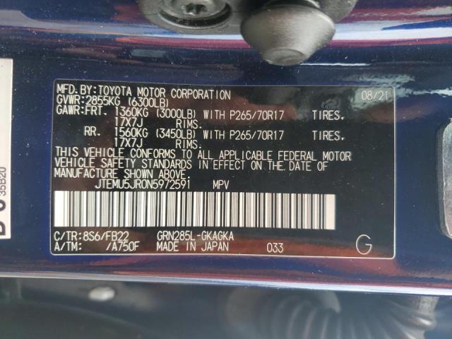 JTEMU5JR0N5972591 - 2022 TOYOTA 4RUNNER SR5/SR5 PREMIUM Blau Foto 13