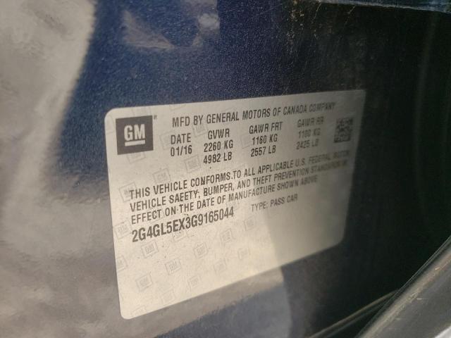 2G4GL5EX3G9165044 - 2016 BUICK REGAL 蓝色 照片 12