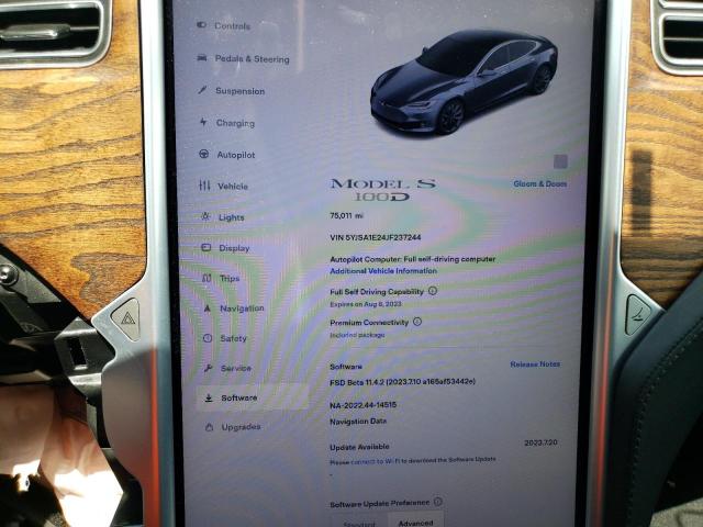 5YJSA1E24JF237244 - 2018 TESLA MODEL S Մոխրագույն լուսանկար 9