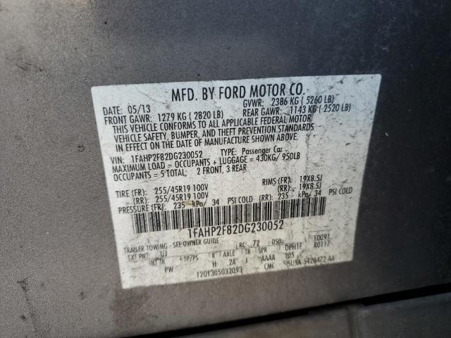 1FAHP2F82DG230052 - 2013 FORD TAURUS LIMITED GRAY photo 12