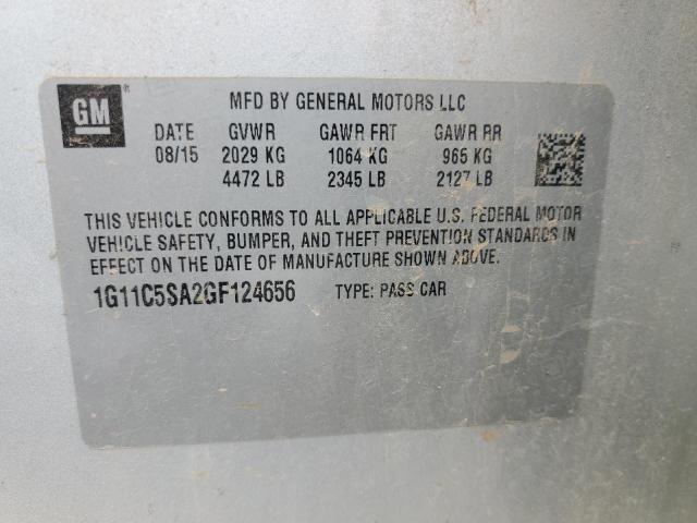 1G11C5SA2GF124656 - 2016 CHEVROLET MALIBU LIM LT SILVER photo 12