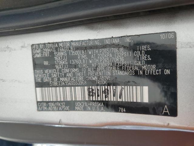 5TBET34156S553968 - 2006 TOYOTA TUNDRA DOUBLE CAB SR5 SILVER photo 12