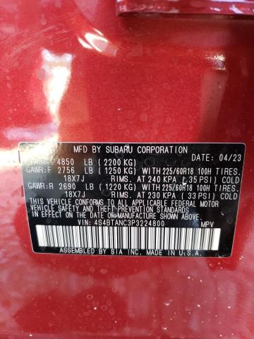 4S4BTANC3P3224800 - 2023 SUBARU OUTBACK LIMITED RED photo 12