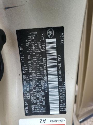 4T1BK3DB4BU393203 - 2011 TOYOTA AVALON BASE 棕色 照片 13