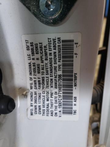 19XFC1F71HE017596 - 2017 HONDA CIVIC EXL WHITE photo 12