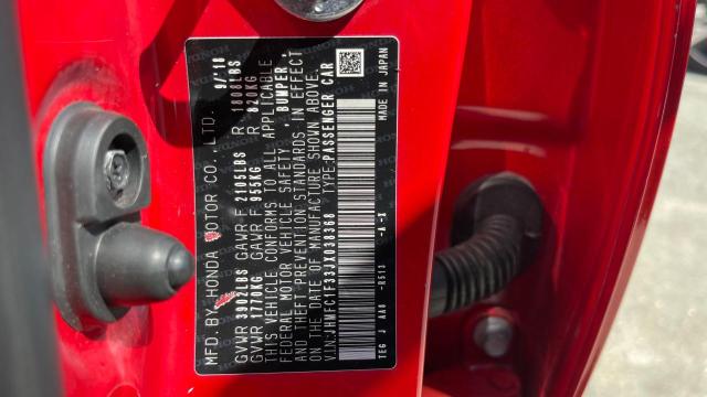 JHMFC1F33JX038368 - 2018 HONDA CIVIC EX RED photo 10