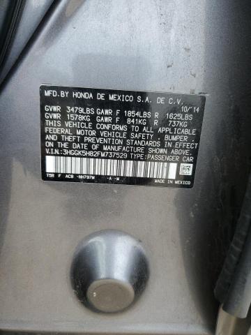 3HGGK5H82FM737529 - 2015 HONDA FIT EX GRAY photo 12