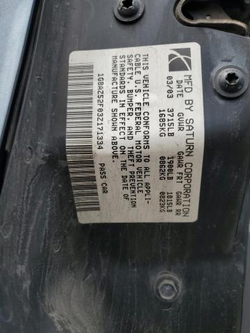 1G8AZ52F03Z171334 - 2003 SATURN ION LEVEL 2 BLUE photo 12