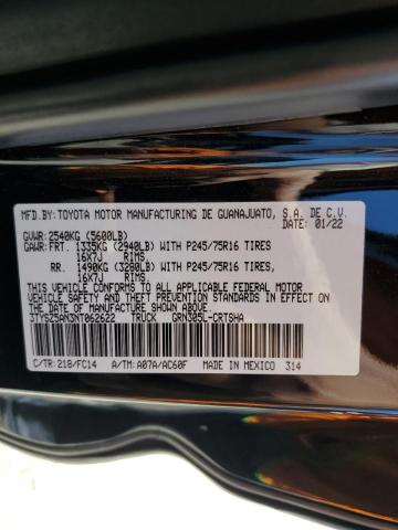 3TYSZ5AN3NT062622 - 2022 TOYOTA TACOMA ACCESS CAB გრაფიტი ფოტო 12