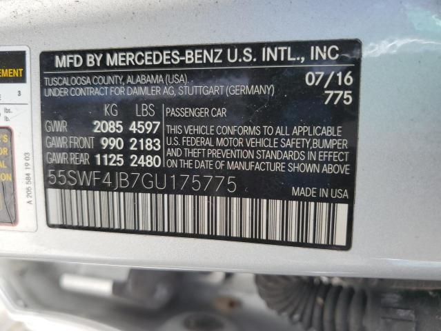 55SWF4JB7GU175775 - 2016 MERCEDES-BENZ C 300 SILVER photo 12