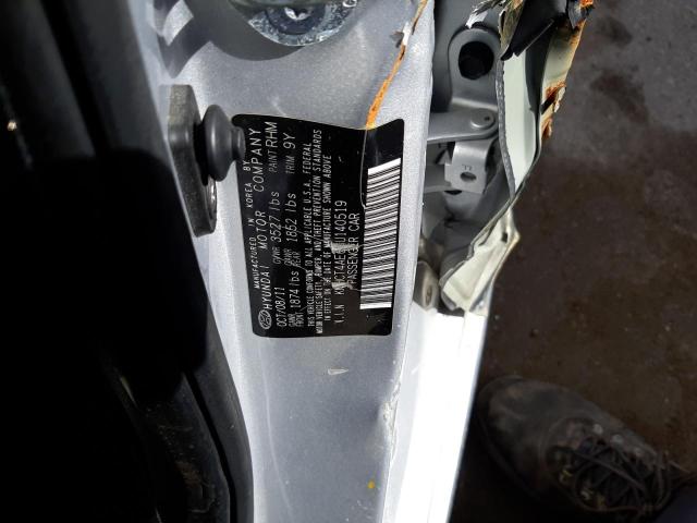 KMHCT4AE6CU140519 - 2012 HYUNDAI ACCENT GLS SILVER photo 10