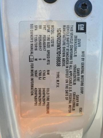 1GNDV23WX7D189538 - 2007 CHEVROLET UPLANDER LS 银色 照片 12