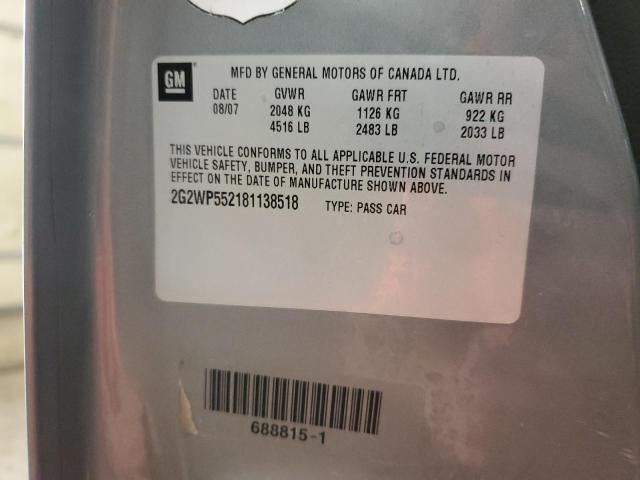 2G2WP552181138518 - 2008 PONTIAC GRAND PRIX 灰色 照片 13