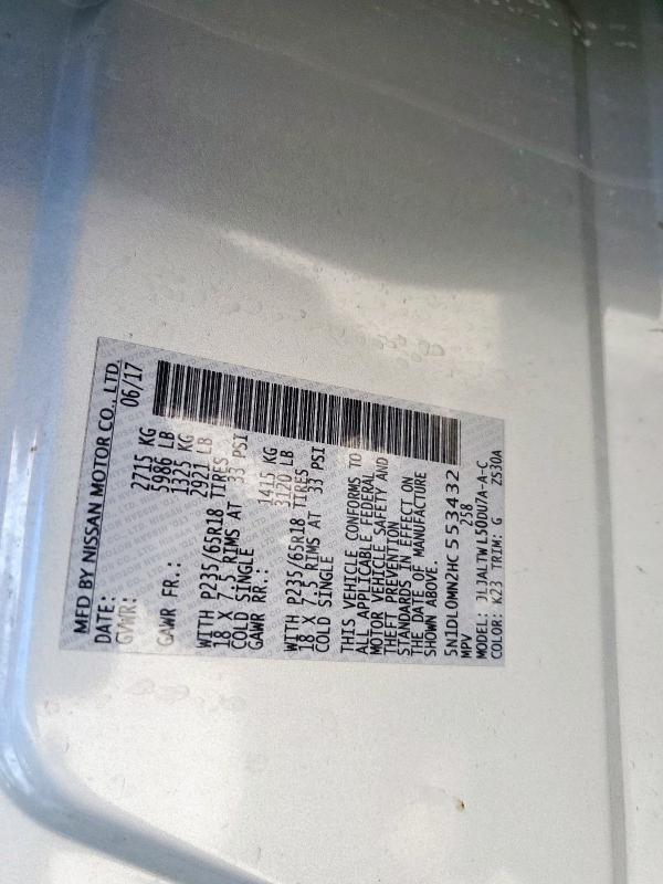 5N1DL0MN2HC553432 - 2017 INFINITI QX60 银色 照片 13