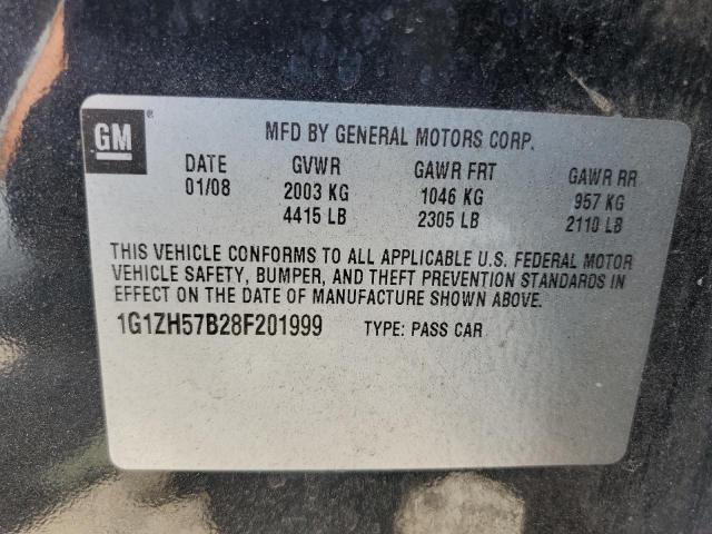 1G1ZH57B28F201999 - 2008 CHEVROLET MALIBU 1LT ნაცრისფერი ფოტო 12