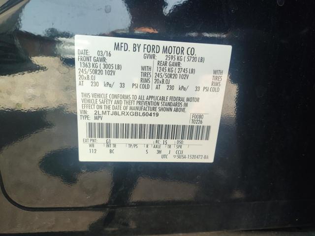 2LMTJ8LRXGBL60419 - 2016 LINCOLN MKX RESERVE 黑色 照片 10