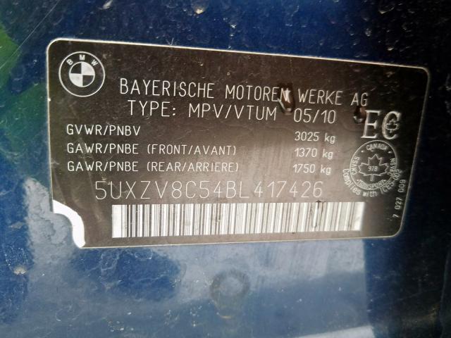 5UXZV8C54BL417426 - 2011 BMW X5 XDRIVE50I  photo 10