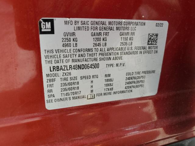 LRBAZLR48ND064500 - 2022 BUICK ENVISION PREFERRED BURGUNDY photo 13