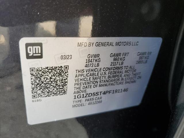 1G1ZD5ST4PF191146 - 2023 CHEVROLET MALIBU LT CHARCOAL photo 12