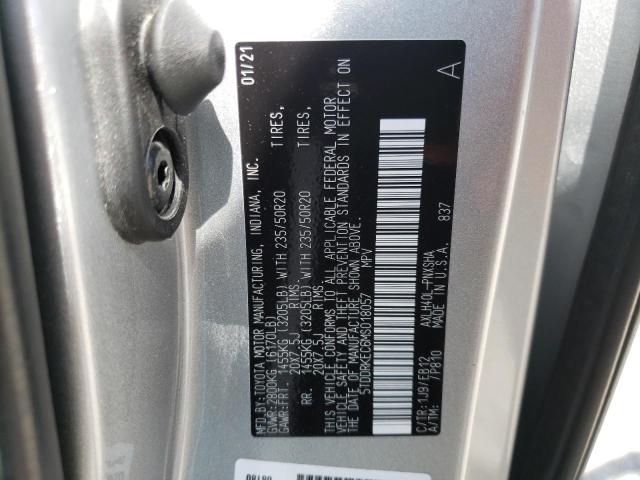 5TDDRKEC6MS018057 - 2021 TOYOTA SIENNA XSE SILVER photo 10