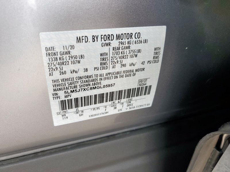 5LM5J7XC8MGL05957 - 2021 LINCOLN AVIATOR RESERVE SILVER photo 13