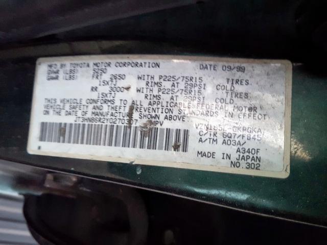 JT3HN86R2Y0270307 - 2000 TOYOTA 4RUNNER SR5  photo 10