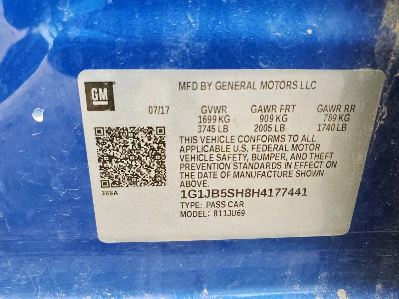 1G1JB5SH8H4177441 - 2017 CHEVROLET SONIC LS 蓝色 照片 13
