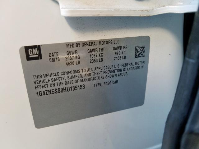 1G4ZN5SS0HU135158 - 2017 BUICK LACROSSE PREFERRED  photo 10