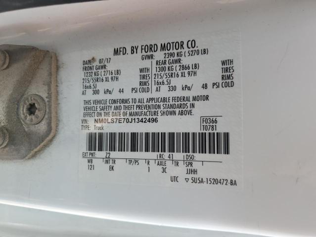 NM0LS7E70J1342496 - 2018 FORD TRANSIT CONNECT XL WHITE photo 13