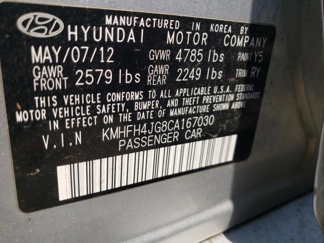 KMHFH4JG8CA167030 - 2012 HYUNDAI AZERA GLS SILVER photo 13