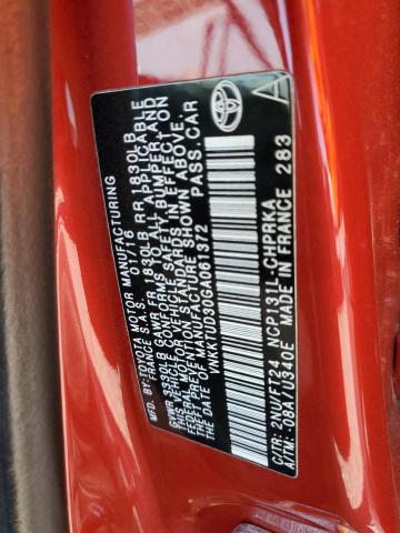 VNKKTUD30GA061372 - 2016 TOYOTA YARIS L RED photo 12