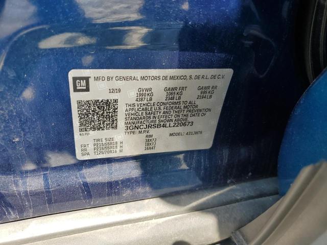 3GNCJRSB4LL220673 - 2020 CHEVROLET TRAX PREMIER BLUE photo 13