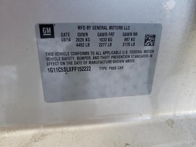 1G11C5SLXFF152222 - 2015 CHEVROLET MALIBU 1LT TAN photo 13