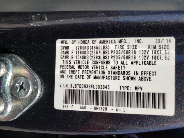 5J8TB3H38FL002045 - 2015 ACURA RDX GRAY photo 13