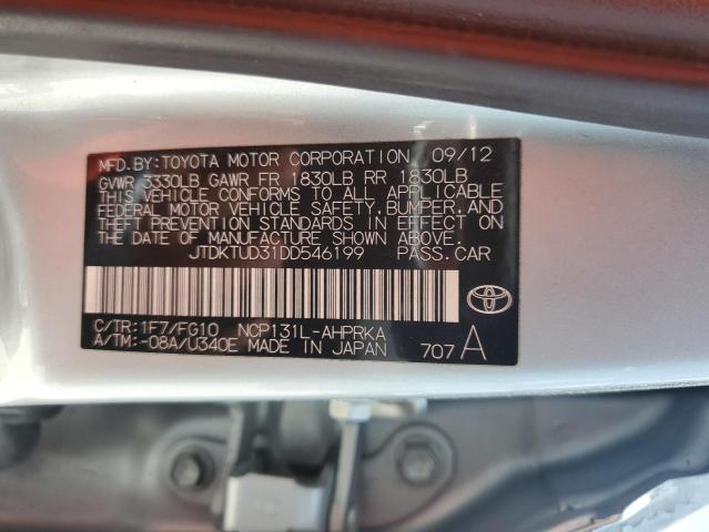 JTDKTUD31DD546199 - 2013 TOYOTA YARIS LE SILVER photo 13