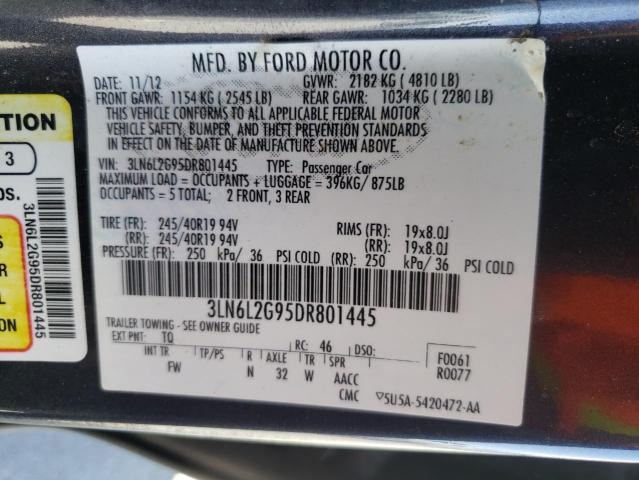 3LN6L2G95DR801445 - 2013 LINCOLN MKZ BLUE photo 12