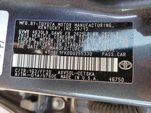 4T1BF1FK0DU255330 - 2013 TOYOTA CAMRY L GRAY photo 12