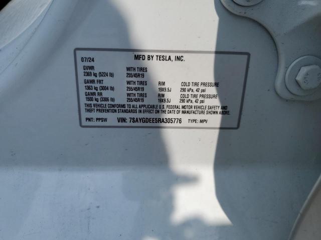 7SAYGDEE5RA305776 - 2024 TESLA MODEL Y 白色 照片 12