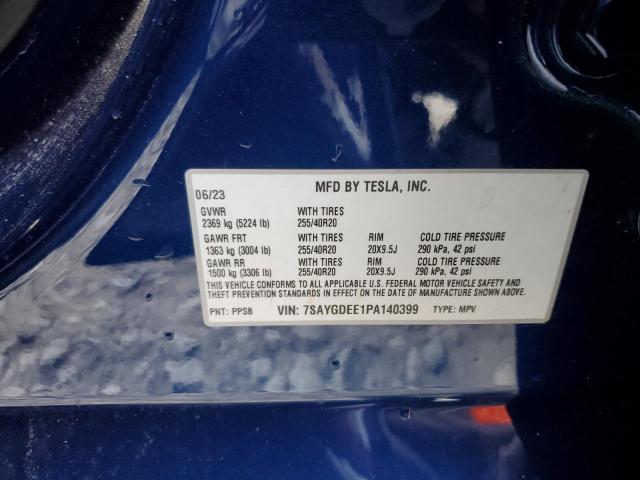 7SAYGDEE1PA140399 - 2023 TESLA MODEL Y BLUE photo 12