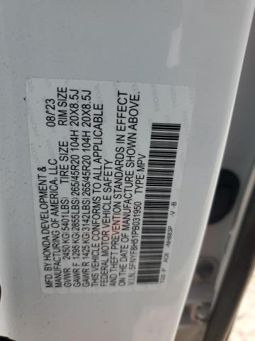 5FNYF8H51PB031950 - 2023 HONDA PASSPORT EXL أبيض صورة 13