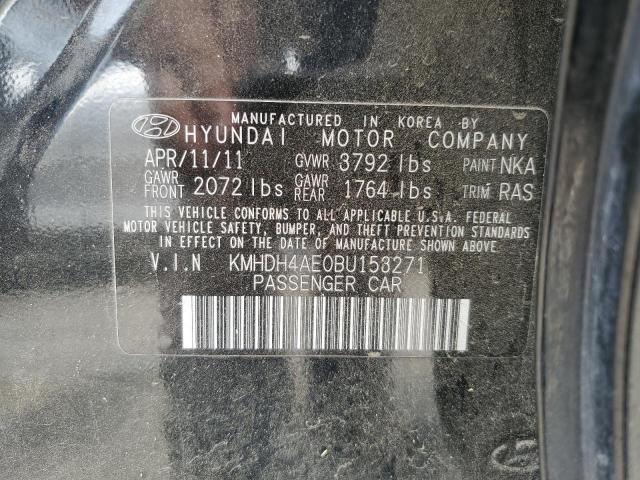 KMHDH4AE0BU153271 - 2011 HYUNDAI ELANTRA GLS BLACK photo 13