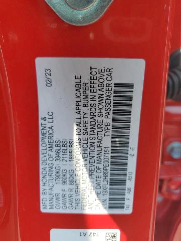 19XFL2H89PE007151 - 2023 HONDA CIVIC SPORT 红色 照片 12