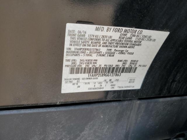 1FAHP2E89GG127863 - 2016 FORD TAURUS SEL BLACK photo 12