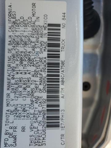3TMJU62N89M087192 - 2009 TOYOTA TACOMA DOUBLE CAB PRERUNNER SILVER photo 12