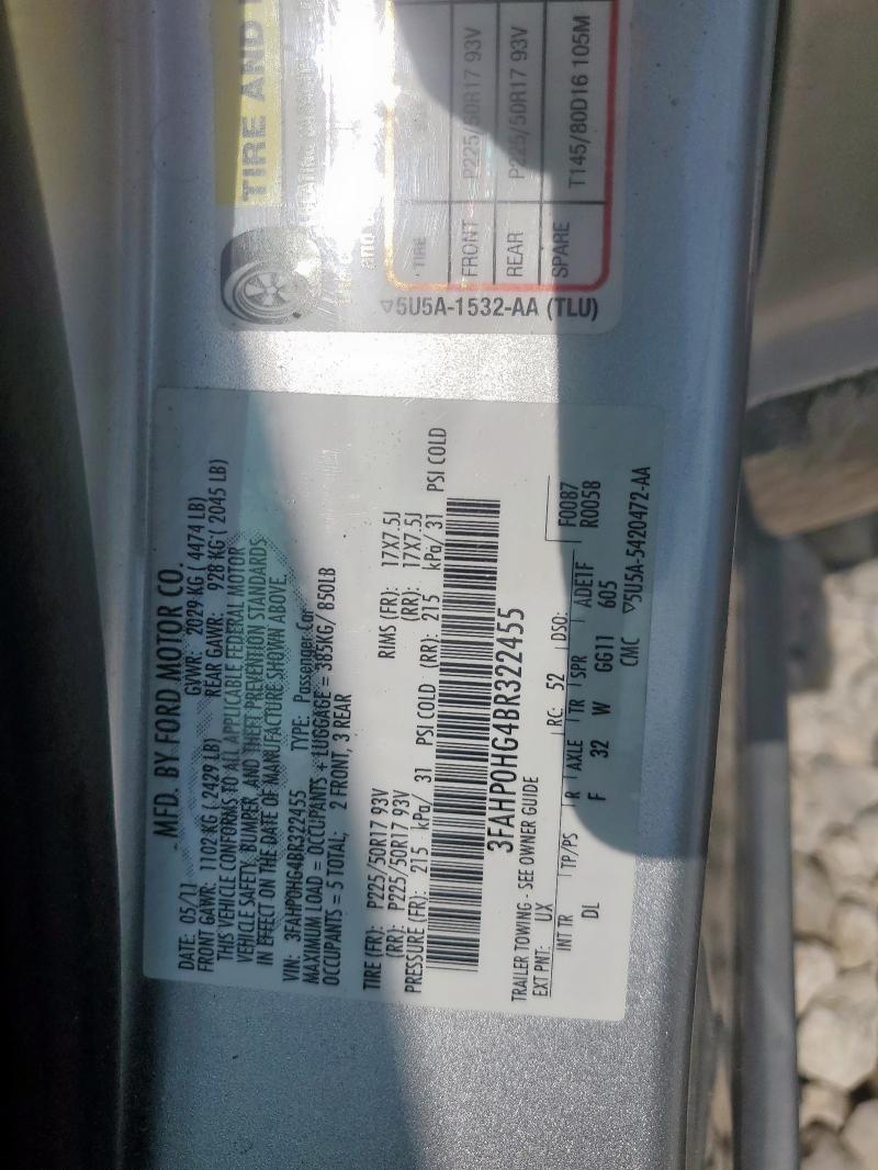 3FAHP0HG4BR322455 - 2011 FORD FUSION SE SILVER photo 13