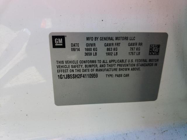 1G1JB5SH2F4110959 - 2015 CHEVROLET SONIC LS თეთრი ფოტო 12